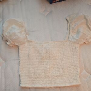 Billabong Pale Yellow Puff Sleeve Crop Top